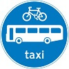 Cycle, bus and taxi routes sign
