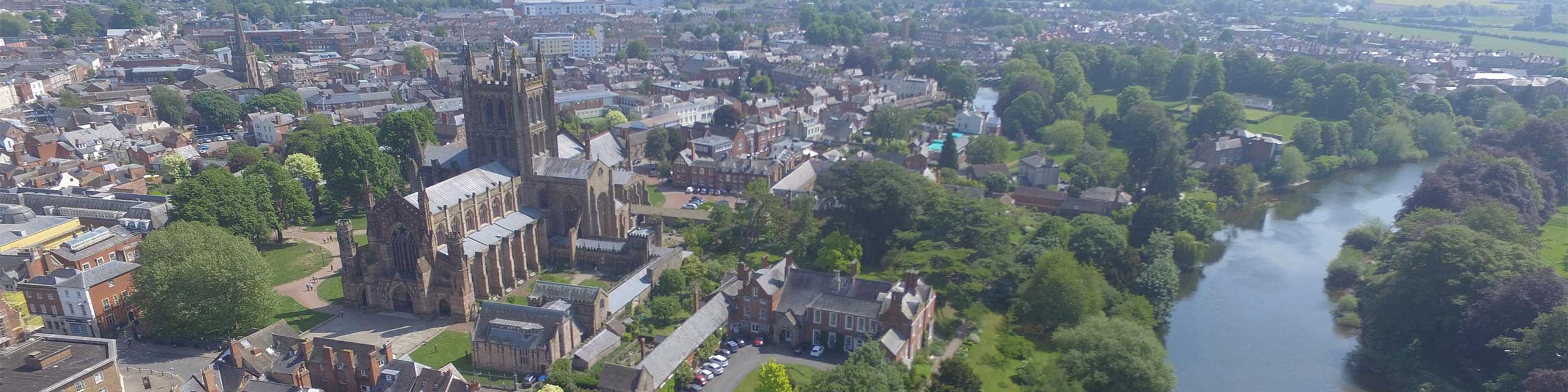 View of Hereford Cathedral and River Wye