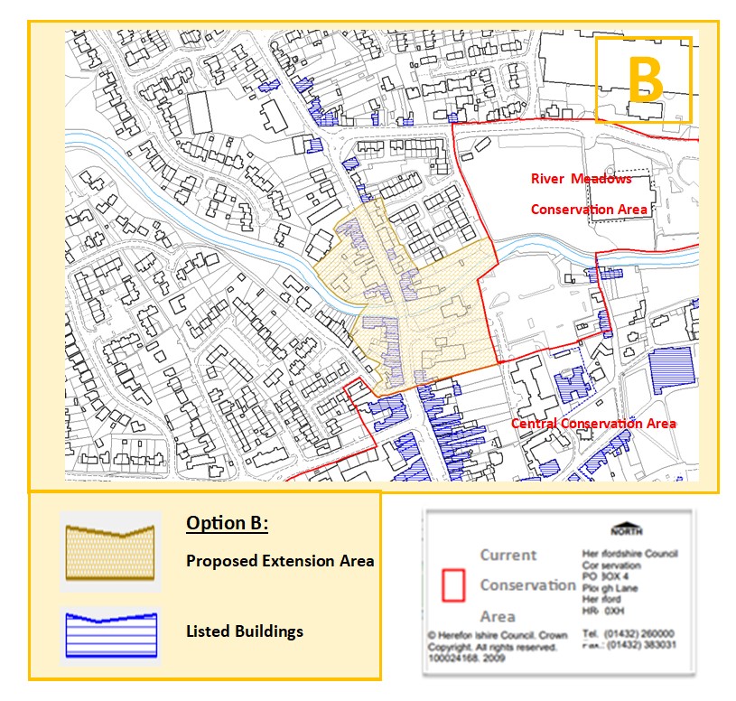 Map B Leominster proposed extension to conservation area