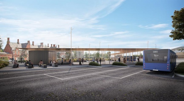 Artists impression of the bus interchange at Hereford Transport Hub